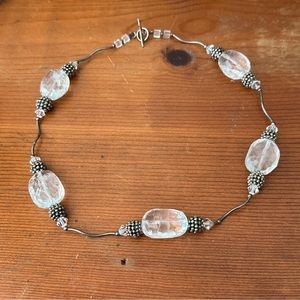 Quartz Crystal Rock Antique Silver Choker Handmade OOAK Vintage Necklace